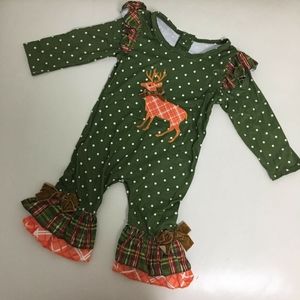 Christmas 🎄 cute embroidered deer romper